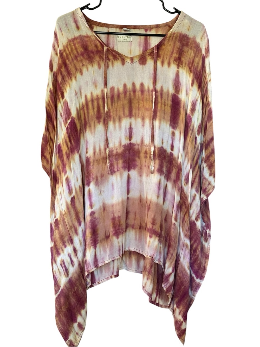 KaiKu Hale Hawaii Tie-Dye Rayon Cover Up Rust&Cream XL from Witch’s Estate Sale